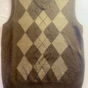 Dockers V-Neck Argyle Sweater Vest - Brown and Gray